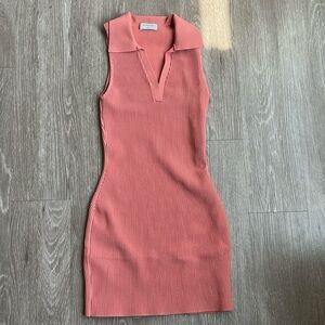 Aritzia - Collared tank top dress in pastel orange/salmon